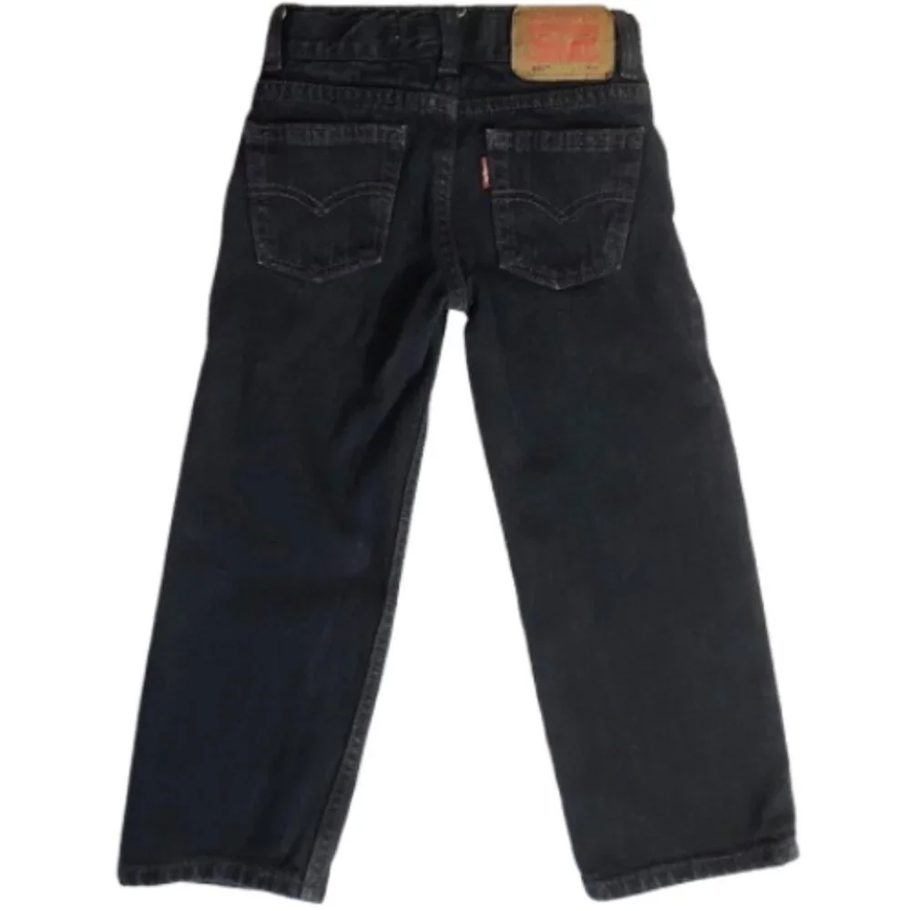 LEVIS 549 Adjustable Waist Relaxed Straight Black Denim Jeans - Boys 4 Slim